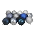 thumbnail image 1 of Shatterproof 3-Finish Christmas Ball Ornaments - 4" (100mm) - Silver and Blue - 12ct, 1 of 5