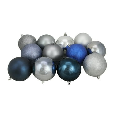 Northlight 12ct Shatterproof 3-Finish Christmas Ball Ornament Set 4" - Blue/Silver