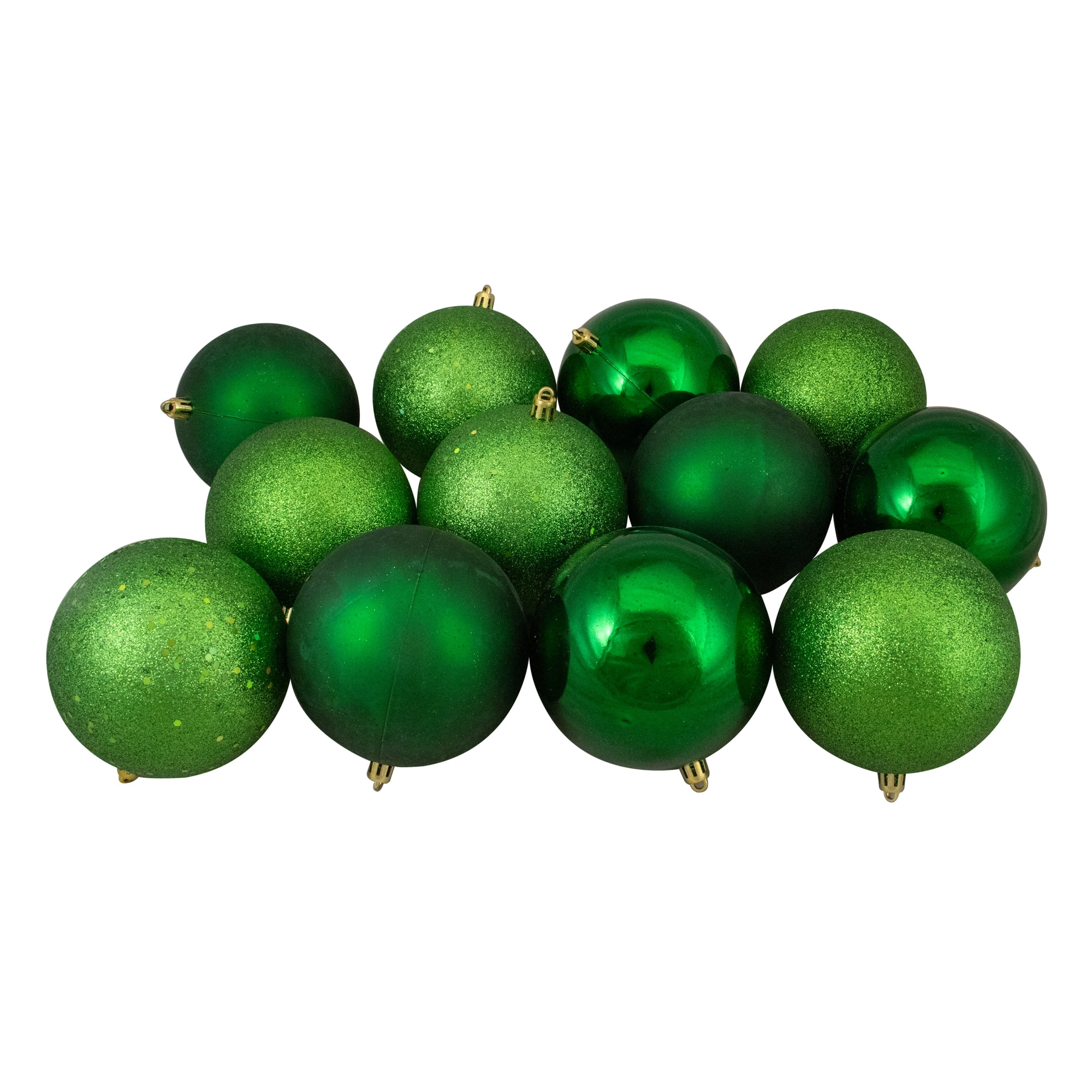 12-Piece Green Shatterproof Plastic Christmas Ball Ornaments Set
