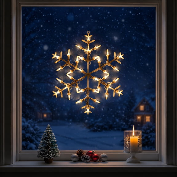 Northlight Lighted Snowflake Christmas Window Decoration - 13.5"