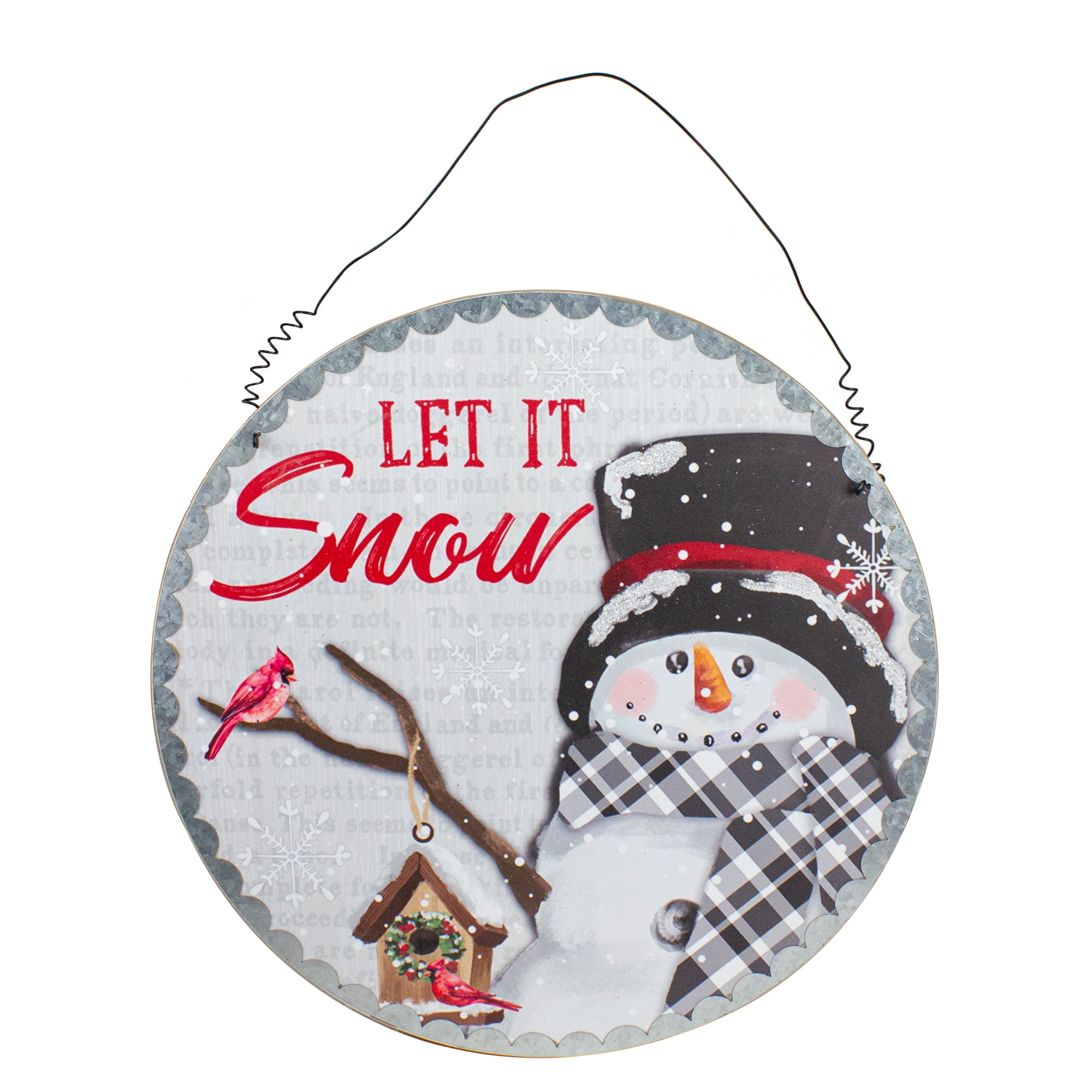 13.5" Gray and Red Metal and Wood Snowman Christmas Wall Decor