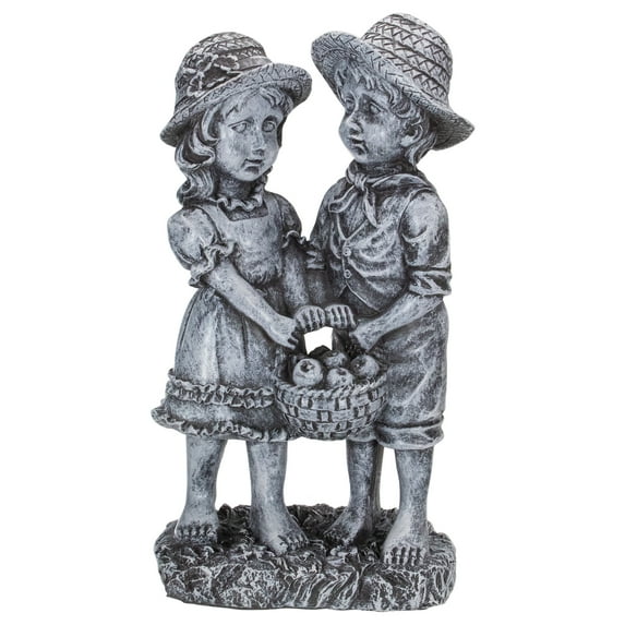 Northlight 13" Boy and Girl Apple Picking Outdoor Garden Statue