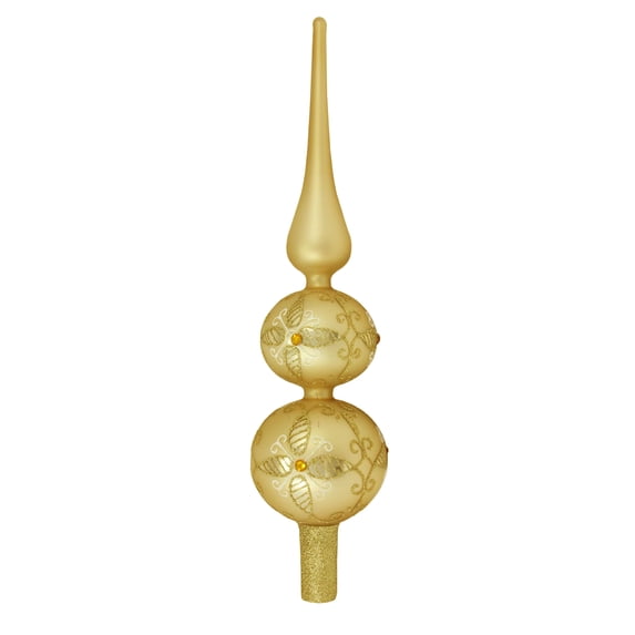 Northlight 13" Elegant Matte Gold Glittered Finial Christmas Tree Topper
