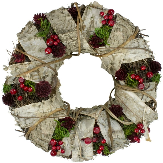 Northlight 13" Unlit Natural Twig and Birch Wood Pine Cone Artificial Christmas Wreath