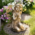 thumbnail image 1 of Northlight 14.5" Sitting Angel with Cross Garden Statue Outdoor Decoration - Brown, 1 of 5