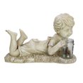 thumbnail image 1 of Northlight 14.5" LED Lighted Solar Powered Lounging Boy Outdoor Garden Statue, 1 of 3