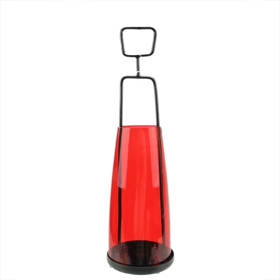 Northlight 14.5" Retro Inspired Transparent Red Decorative Glass Tea Light Candle Holder
