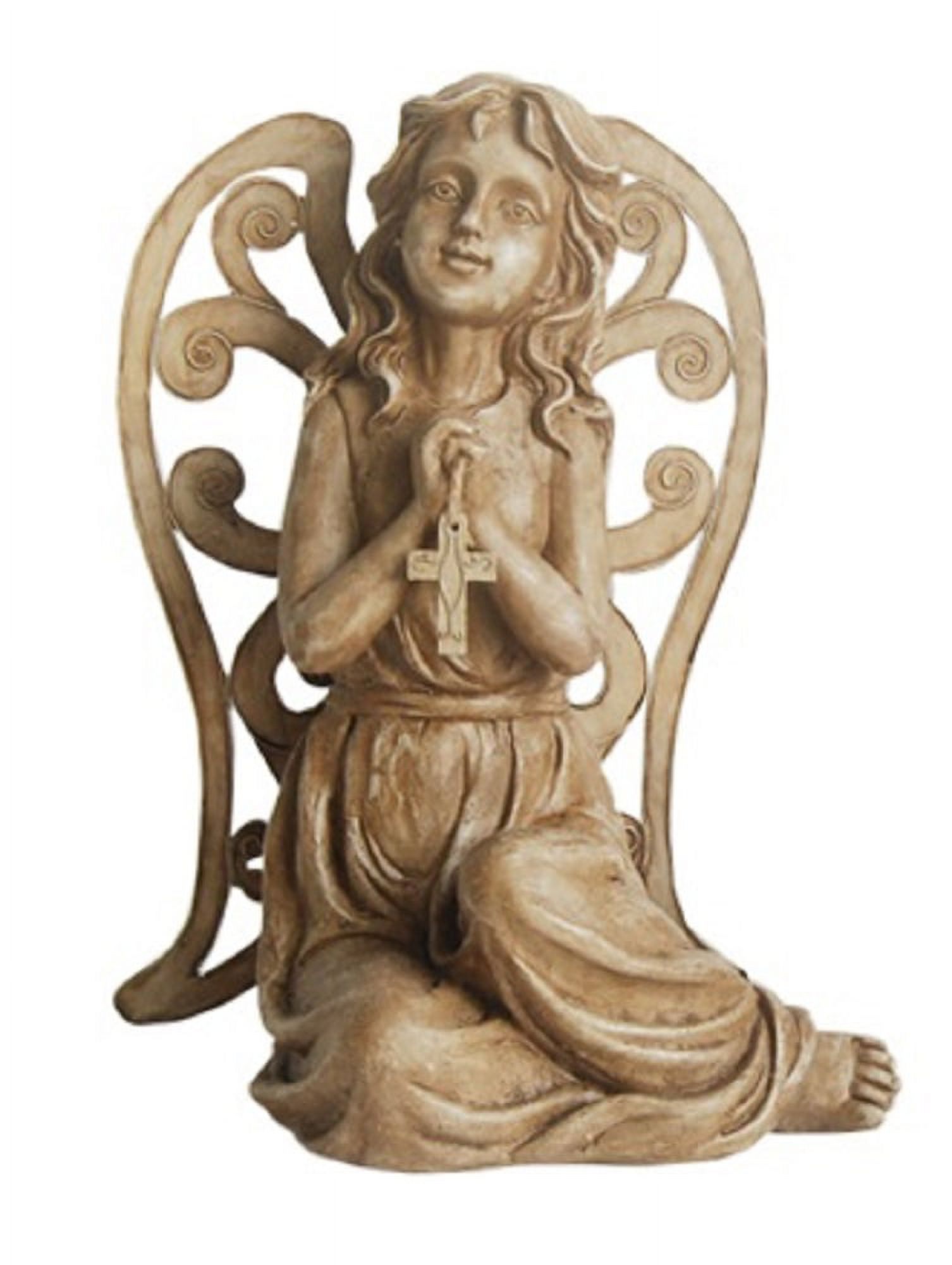 Northlight 14.5" Sitting Angel with Cross Garden Statue Outdoor Decoration - Brown - image 1 of 3