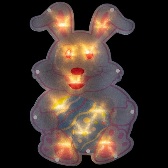 Northlight Battery Operated LED Lighted Easter Bunny Window Decoration - 14"