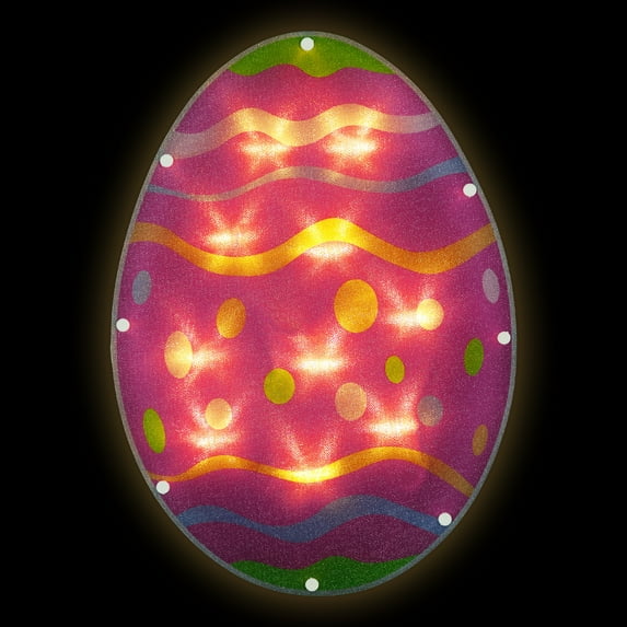 Northlight Battery Operated LED Lighted Easter Egg Window Decoration - 14"
