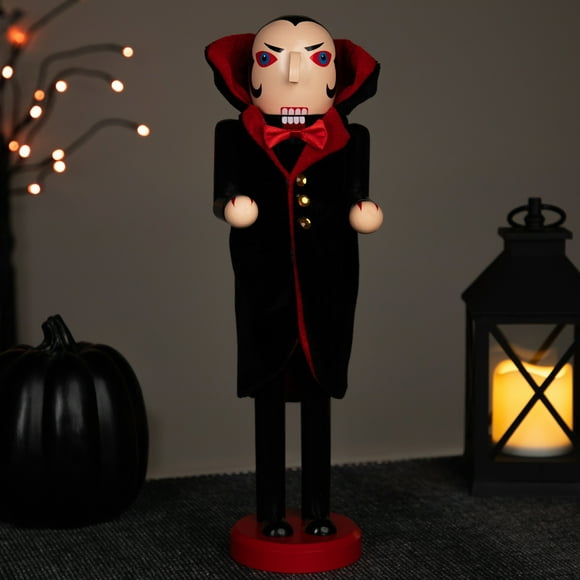 Northlight Vampire Wooden Halloween Nutcracker - 14" - Black and Red