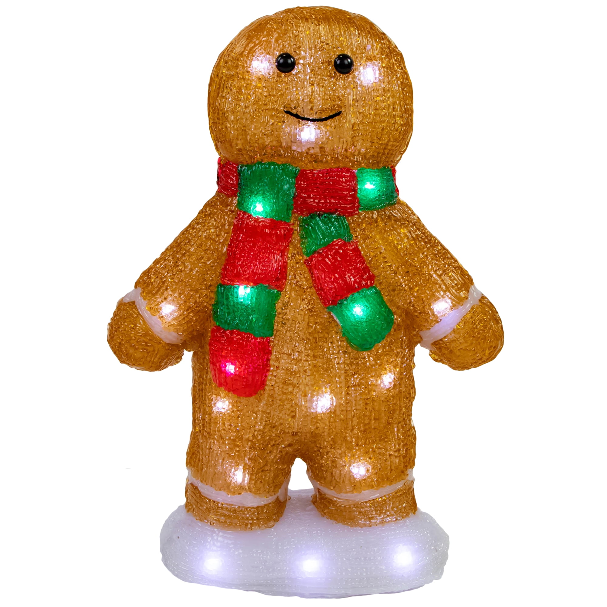 14" LED Lighted Gingerbread Man with Scarf Lawn Decoration