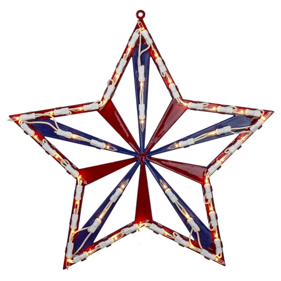 Northlight 14" Lighted Red White and Blue Star Window Silhouette Decoration