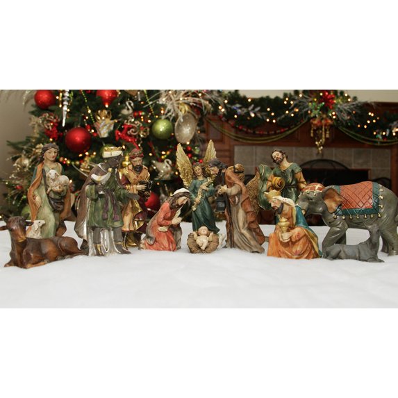14-Piece Exquisite Inspirational Religious Christmas Nativity Figurine Set 6.25"