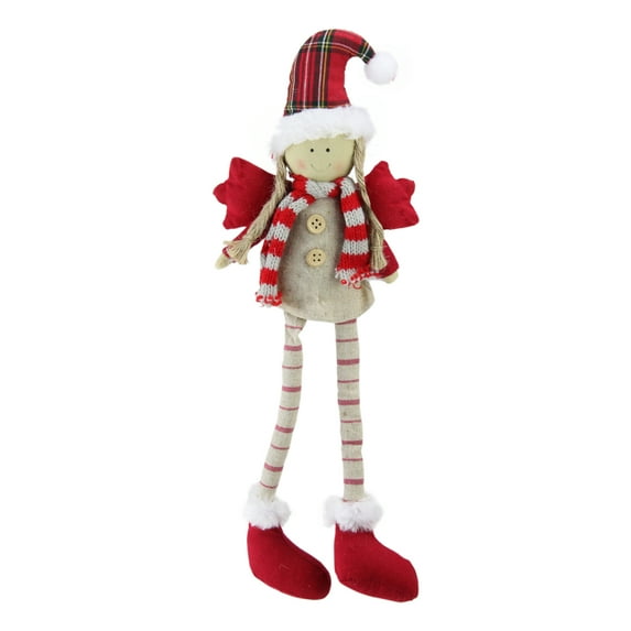 Northlight 14" Red and Ivory Standing Girl Angel with Dangling Legs Christmas Figurine