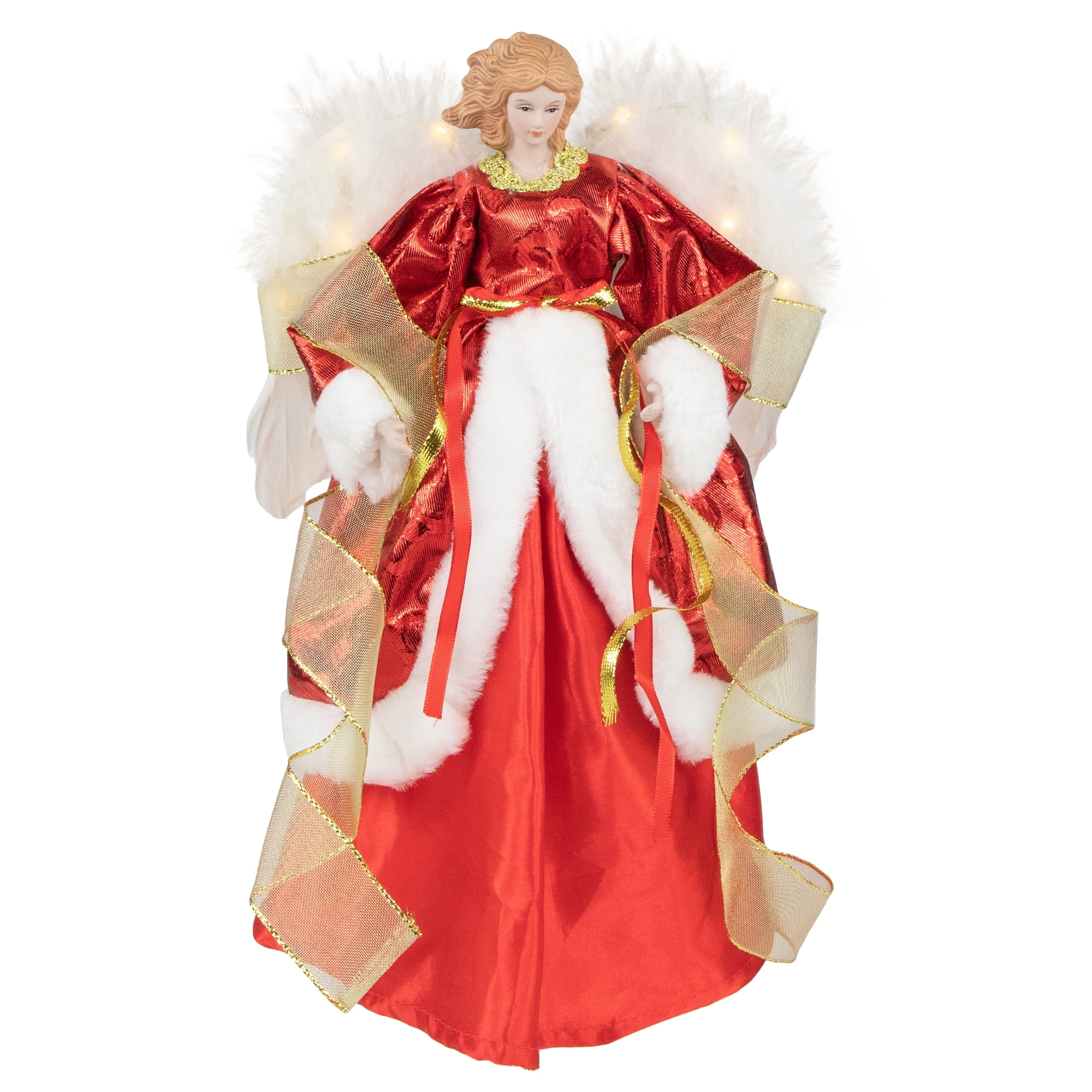 Northlight 14" Red and White Angel with Lighted Wings Christmas Tree