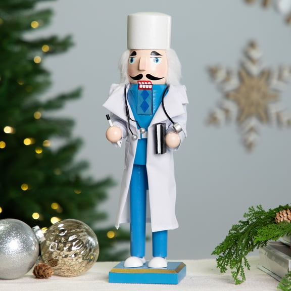 14" Wooden Christmas Nutcracker Doctor with Stethoscope