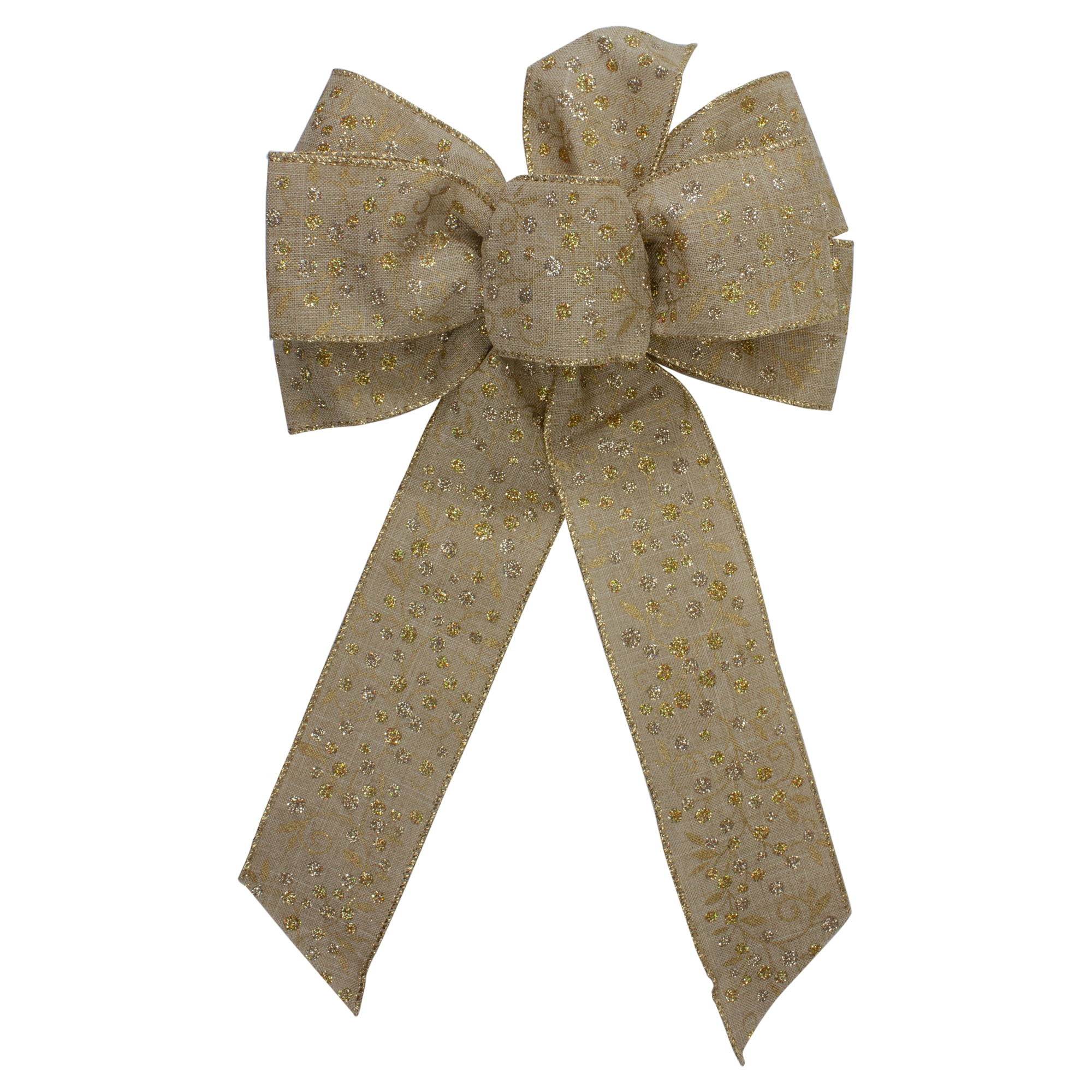 Northlight 14 X 9 Burlap And Gold Glittered Polka Dots 6 Loop northlight-14-x-9-burlap-and-gold-glittered-polka-dots-6-loop