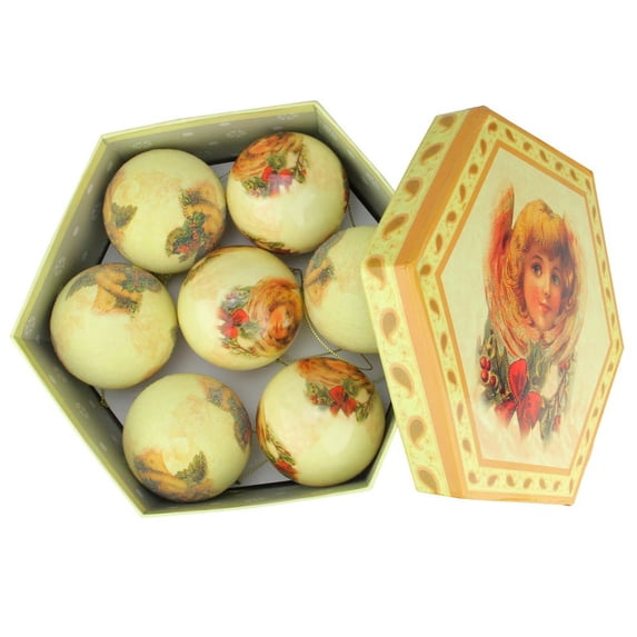 Northlight 14ct Cherubs and Angels Decoupage Shatterproof Christmas Tree Ball Ornament Set 2.75" -