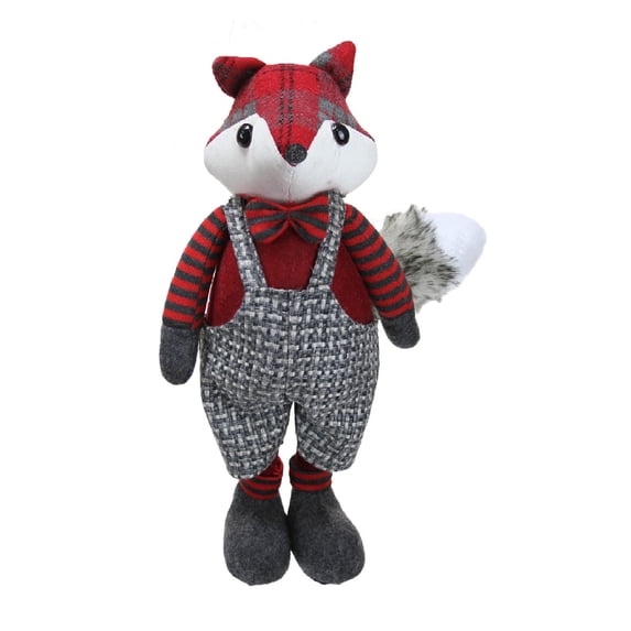 Northlight 15.5" Plaid Country Boy Fox Tabletop Figure - Red/Gray