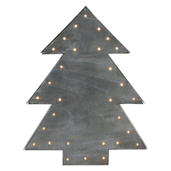 15.75" Elephant Gray Battery Operated Pre-Lit Christmas Tree Tabletop Decor