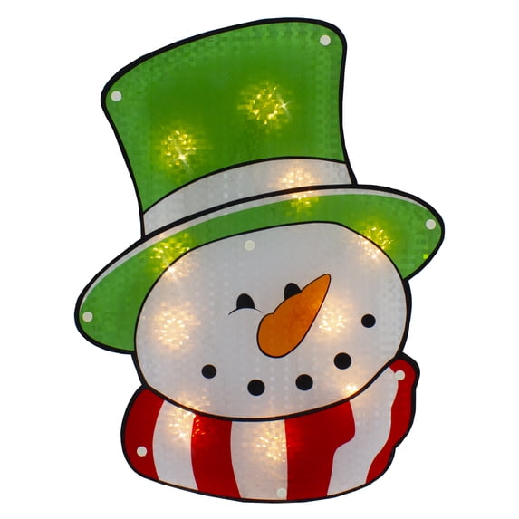 Northlight 15.75" Lighted Holographic Snowman Christmas Window Silhouette