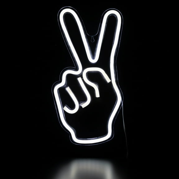 Northlight LED Peace Sign Hand Neon Lighted Wall Art - 15" - White