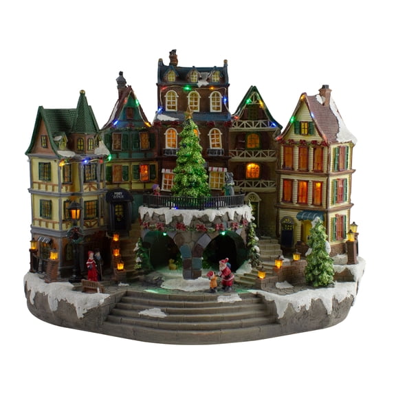 Northlight 15" Gray and Green LED Lighted Big Christmas Tree With Kids