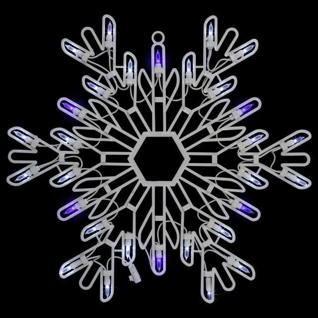 Northlight 15" LED Lighted Pure White and Blue Snowflake Christmas Window Silhouette Decor