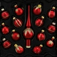 thumbnail image 1 of Northlight 15-Piece Red and Gold Mini Glass Ball and Finial Tree Topper Christmas Ornament Set, 1 of 2