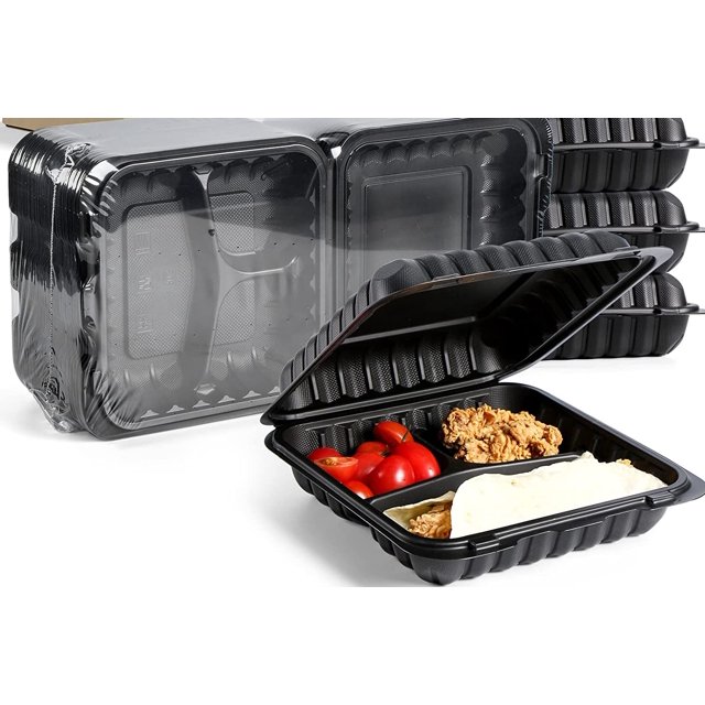 Northlight 150Count Hinged Black Meal Prep/Take Out