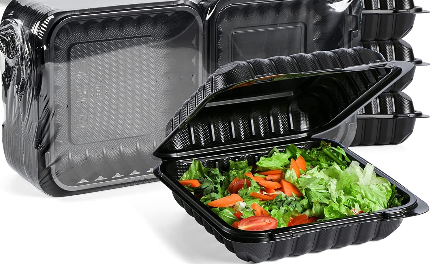 Bio Tek 16 oz Black Paper Square Noodle Take Out Container - 3 1/2 x 3 x  3 1/4 - 200 count box