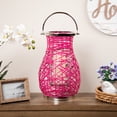 thumbnail image 1 of Northlight Woven Iron Pillar Candle Lantern with Glass Hurricane - 16.25" - Fuchsia Pink, 1 of 7