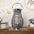 thumbnail image 1 of Northlight Woven Iron Pillar Candle Lantern with Glass Hurricane - 16.25" - Gray, 1 of 8