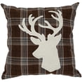 thumbnail image 1 of Northlight 16.5" Brown Plaid Stag Christmas Throw Pillow, 1 of 7