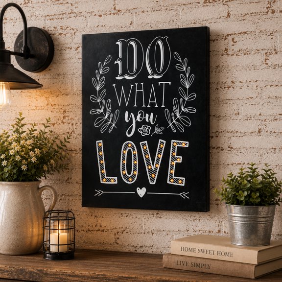 Northlight LED Lighted Do What You Love Hanging Wall Sign - 16" x 12" - Black and White