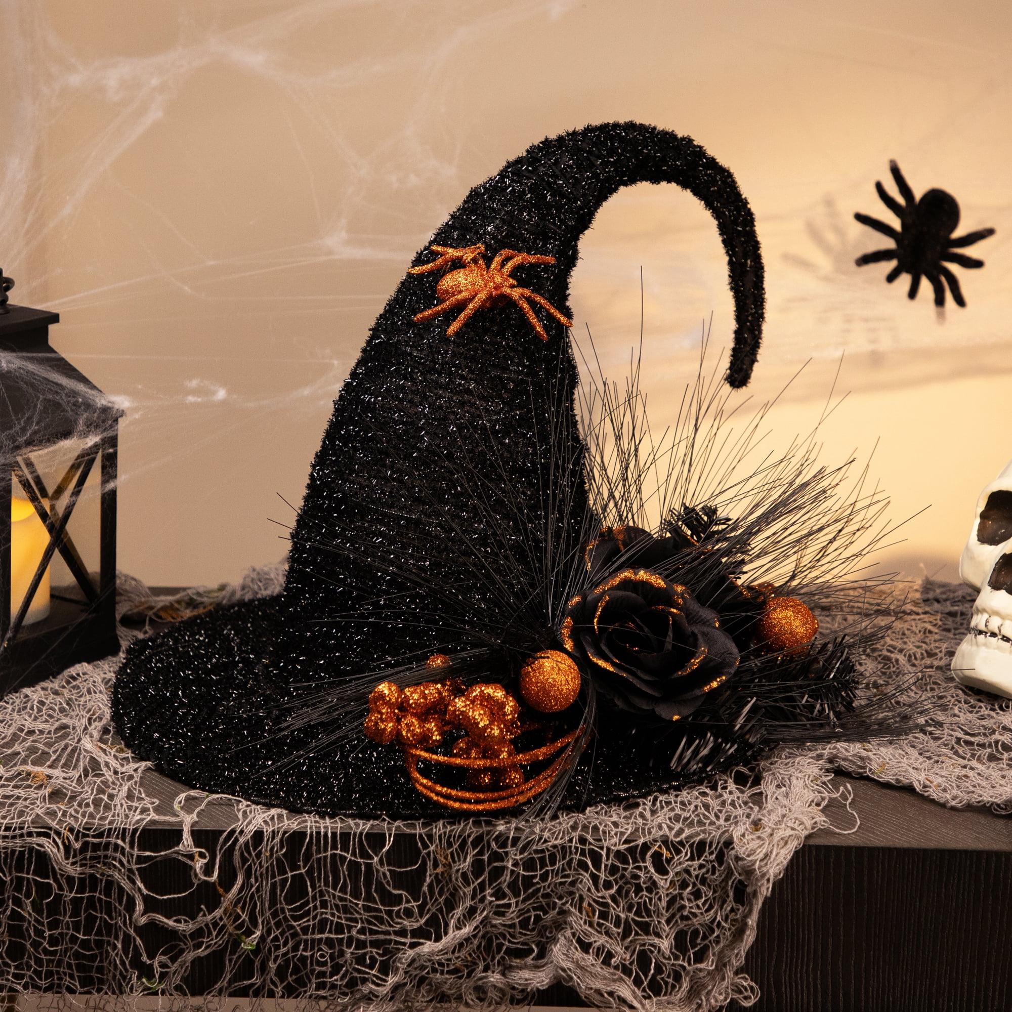 Black & Orange Witch Hat Pinata - 17" Halloween Party Pinata, Holds 3-8 Lbs Of Candy