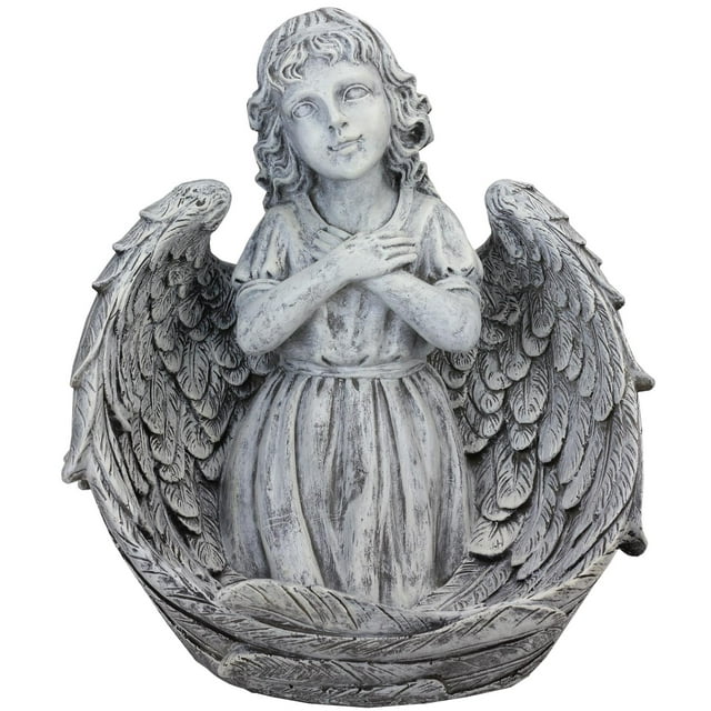 Northlight 16" Cherub Angel Wrapped in Wings Religious Outdoor Patio Garden Statue - Gray