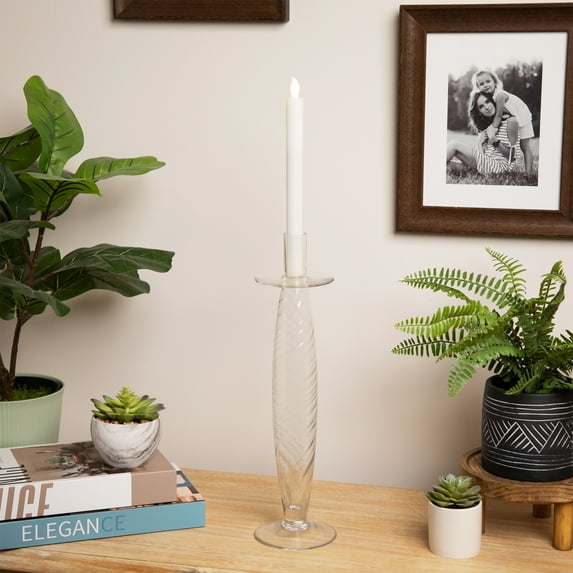 Northlight Glass Swirled Taper Candle Holder - 16"