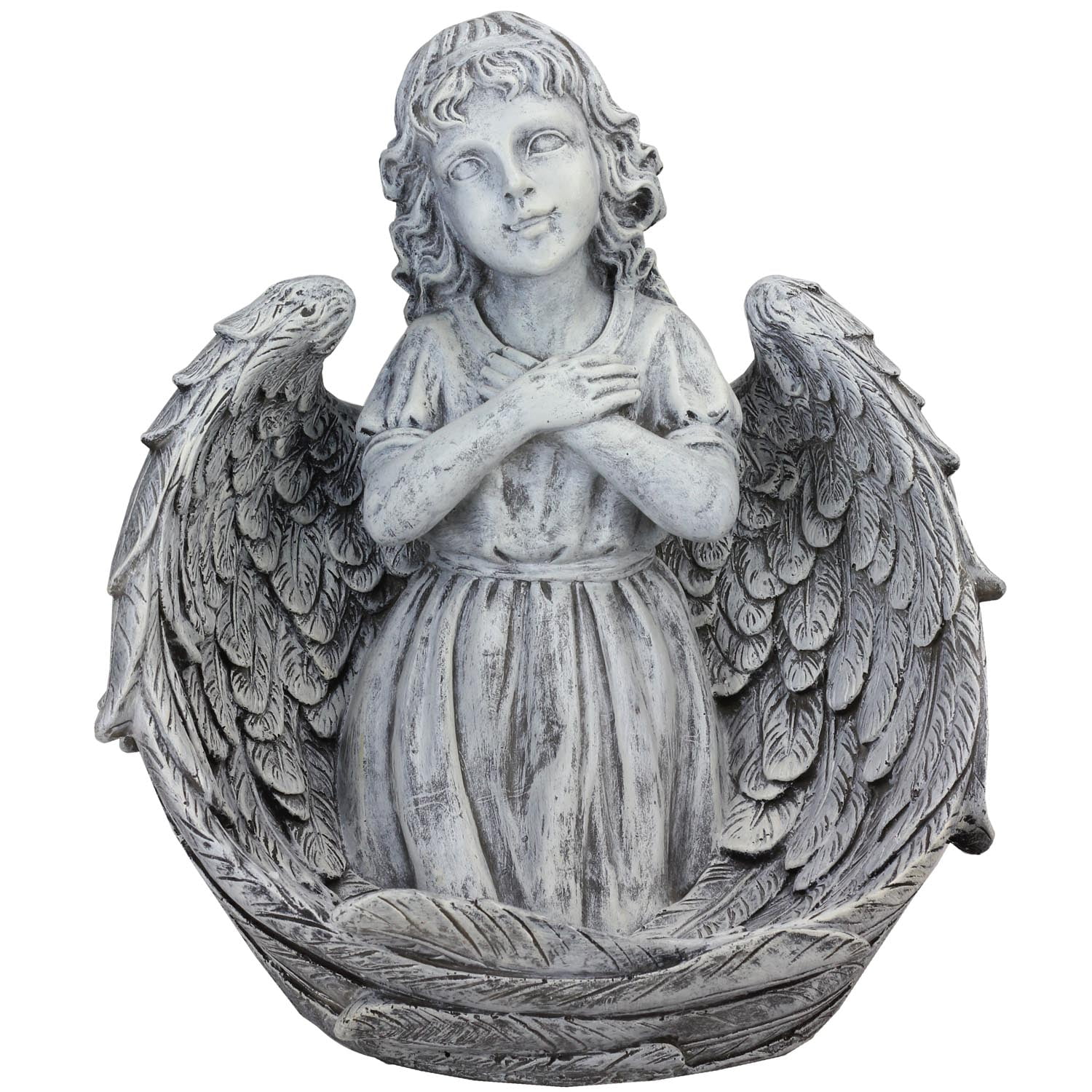 Northlight 16" Decorative Angel Child Wrapped in Wings Religious Outdoor Garden Statue