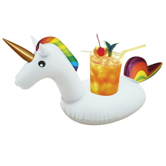 Northlight Inflatable Unicorn Swimming Pool Floating Drink Holder - 16"