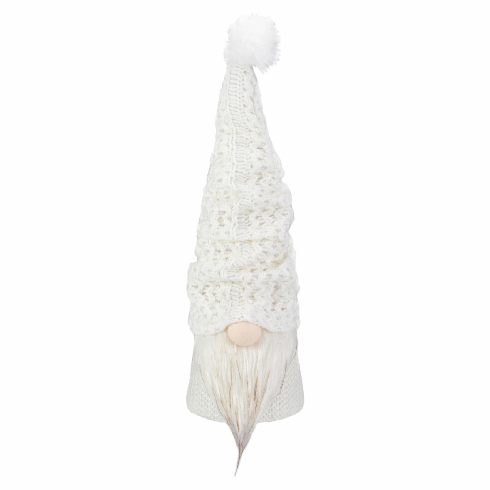 Northlight 16" LED Lighted White Knit Gnome Christmas Figure