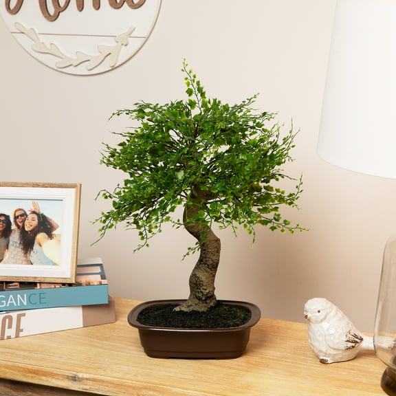 Northlight 16" Maple Bonsai Tree Artificial Potted Plant - Green/Brown