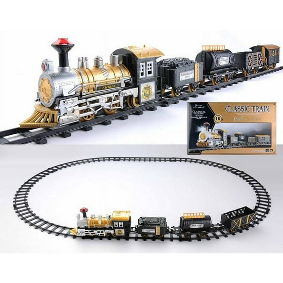 Northlight 16-Piece Fast Forward Battery Operated Lighted & Animated Classic Train Set with Sound