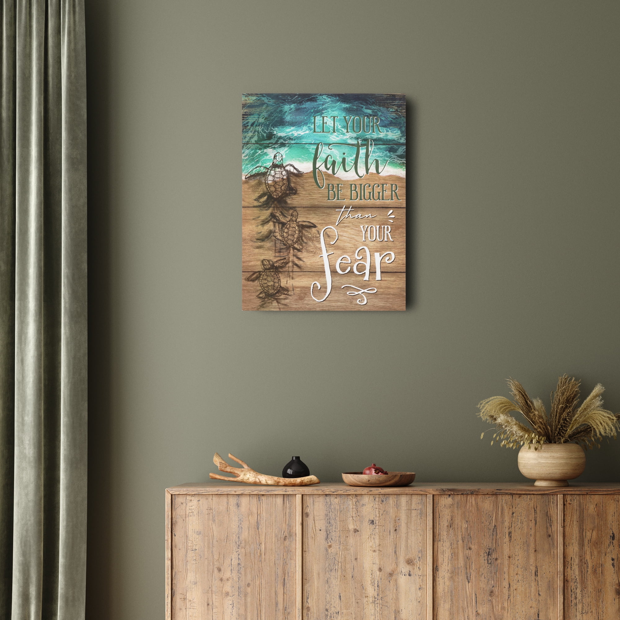 Northlight Sea Turtles Let Your Faith Be Bigger Than Your Fear Wall Sign - 16" x 12"
