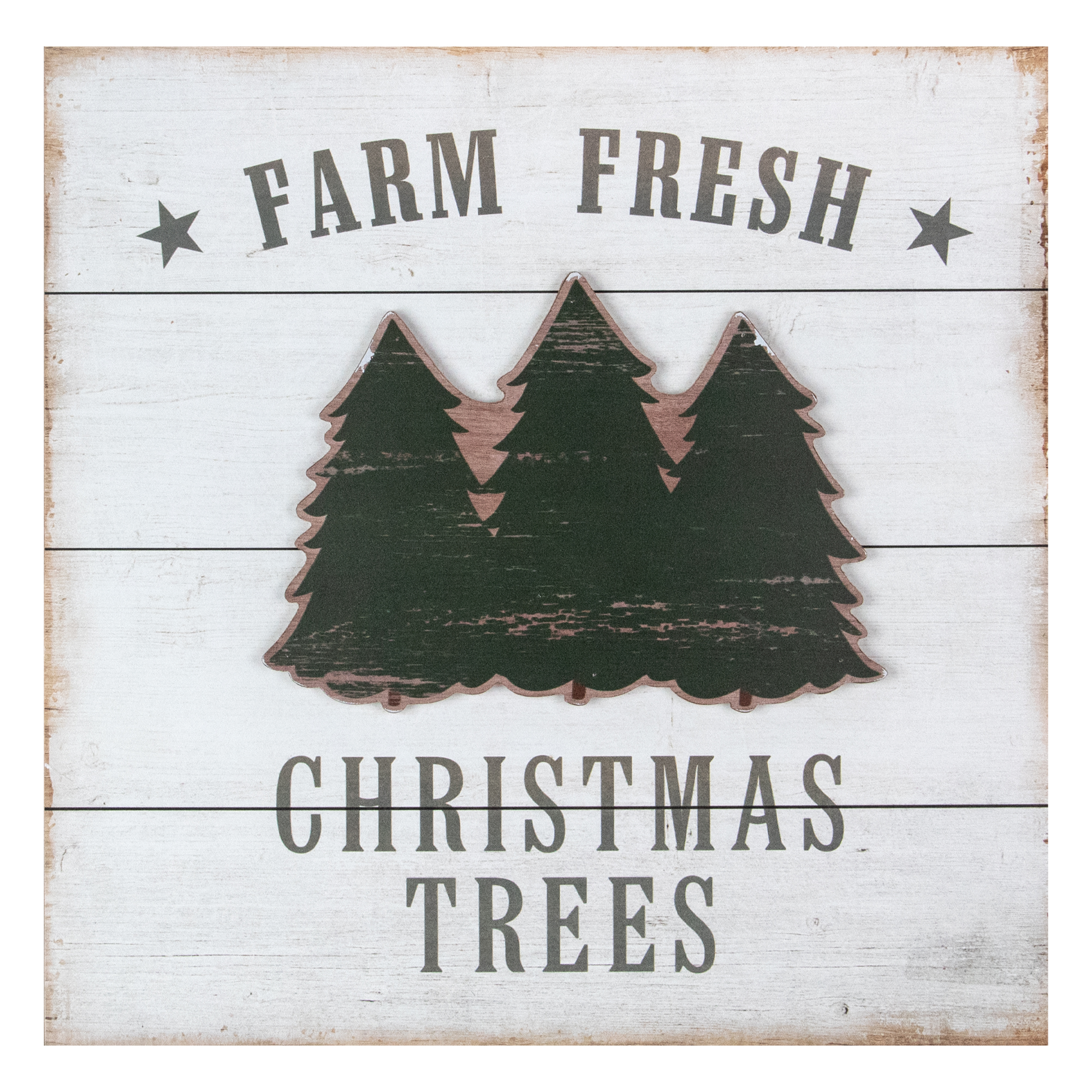 Northlight 16" White Washed Farm Fresh Christmas Trees Wooden Wall Sign - image 1 of 5