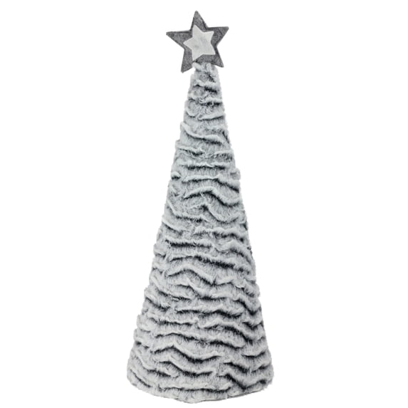 Northlight 17.25" White and Gray Cone with Star Christmas Tree Tabletop Decor