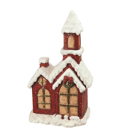 Northlight 17.5" Battery Operated LED Lighted Red Brick Two-Story House Christmas Table Top