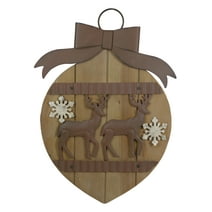 Northlight 17.5" Rustic Brown Reindeer Christmas Ornament Wall Sign