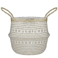 thumbnail image 1 of Northlight 17" Beige and White Large Seagrass Belly Basket with Handles, 1 of 5